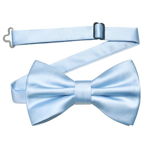Branduce Baby Blue Bow Tie for Men Pre-tied Adjustable Silk Blend Bowties for Wedding Party (BB05-44)