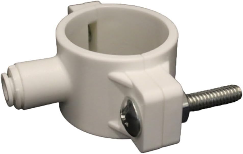 Ozmosis Drain Saddle Valve Clamp with 1/4" Push To Connect Fitting for Under Sink Reverse Osmosis RO System, White
