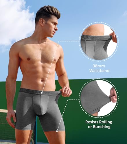 Separatec Men's Boxer Briefs,Soft and Breathable Rayon Made from Bamboo Boxer Brief with Ball Pouch 3 Pack4