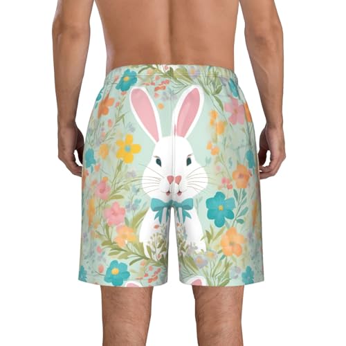 Easter Bunny Floral Print Stylish Beach Shorts Swim Trunks Lightweight Breathable Summer Outdoor Activities3