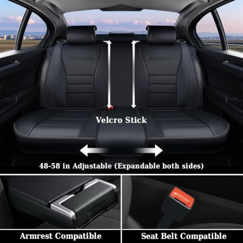 Image of Coverado Seat Covers, Car Seat Covers Front Seats, Car Seat Protector Waterproof, Car Seat Cover, Car Seat Cushion Nappa Leather, Black Seat Covers for Cars Carseat Cover Universal Fit for Most Cars
