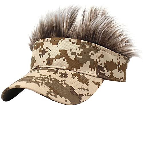 LerBen Funny Sun Visor Cap Wig Peaked Hat Adjustable Baseball Cap Gold