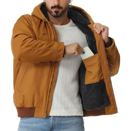 Image of Men's Work Coat Washed Duck Fleece Lined Waterproof Workwear