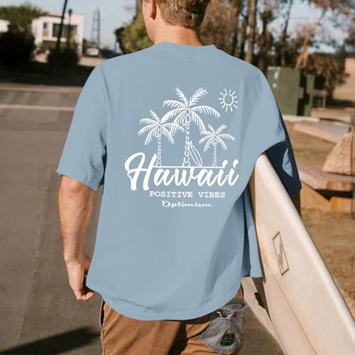 Mens Graphic Tees Vintage Beach Vacation T Shirts Positive Vibes Tropical Printed Shirt Oversized Short Sleeve Tops2