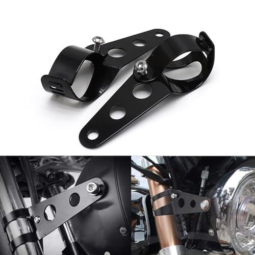 HQTS Support de phare de moto universel 38 mm à 51 mm, support pour phare de moto, clip noir