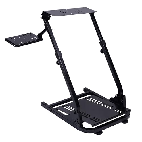 Image of PLLOVOR Racing Wheel Stand with Handbrake Mount,Foldable and Adjustable Steering Wheel Stand for Logitech G27 G29 G920 G923,Thrustmaster T300 T248,Fanatec Racing Simulator Cockpit