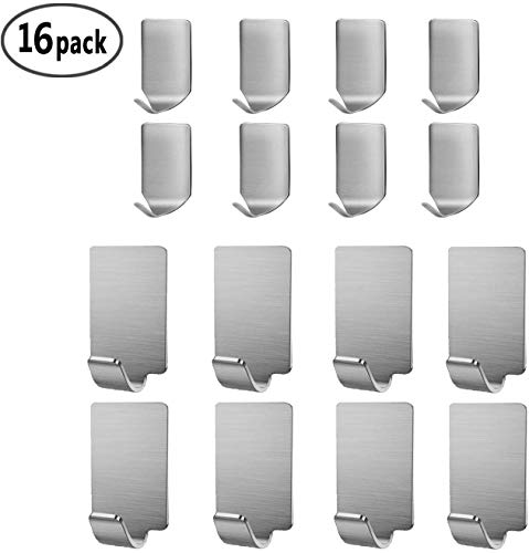 Adhesive Hooks, KOSIN Heavy Duty Wall Hooks Stainless Steel Ultra Strong Waterproof Wall
