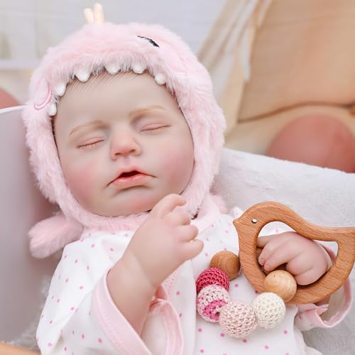 Image of Reborn Baby Dolls Girl, 20 Inch Realistic Full Vinyl Baby Doll | With rattle toy, baby doll clothes and accessories, lifelike hand-painted details, for pretend play, gifting, and collecting