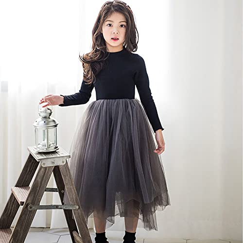 Girls Tutu Dress Long Sleeve Stretchy Knit Tulle Dress with Pearl Hairband for Party Casual3