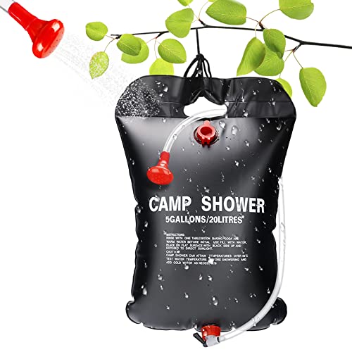 CEWROM Doccia Solare da Campeggio, 20 l, Borsa da Doccia Portatile a energia Solare, per Esterni, da Giardino, per Doccia a energia Solare, per Esterni, con soffione Doccia, Tubo per Giardino