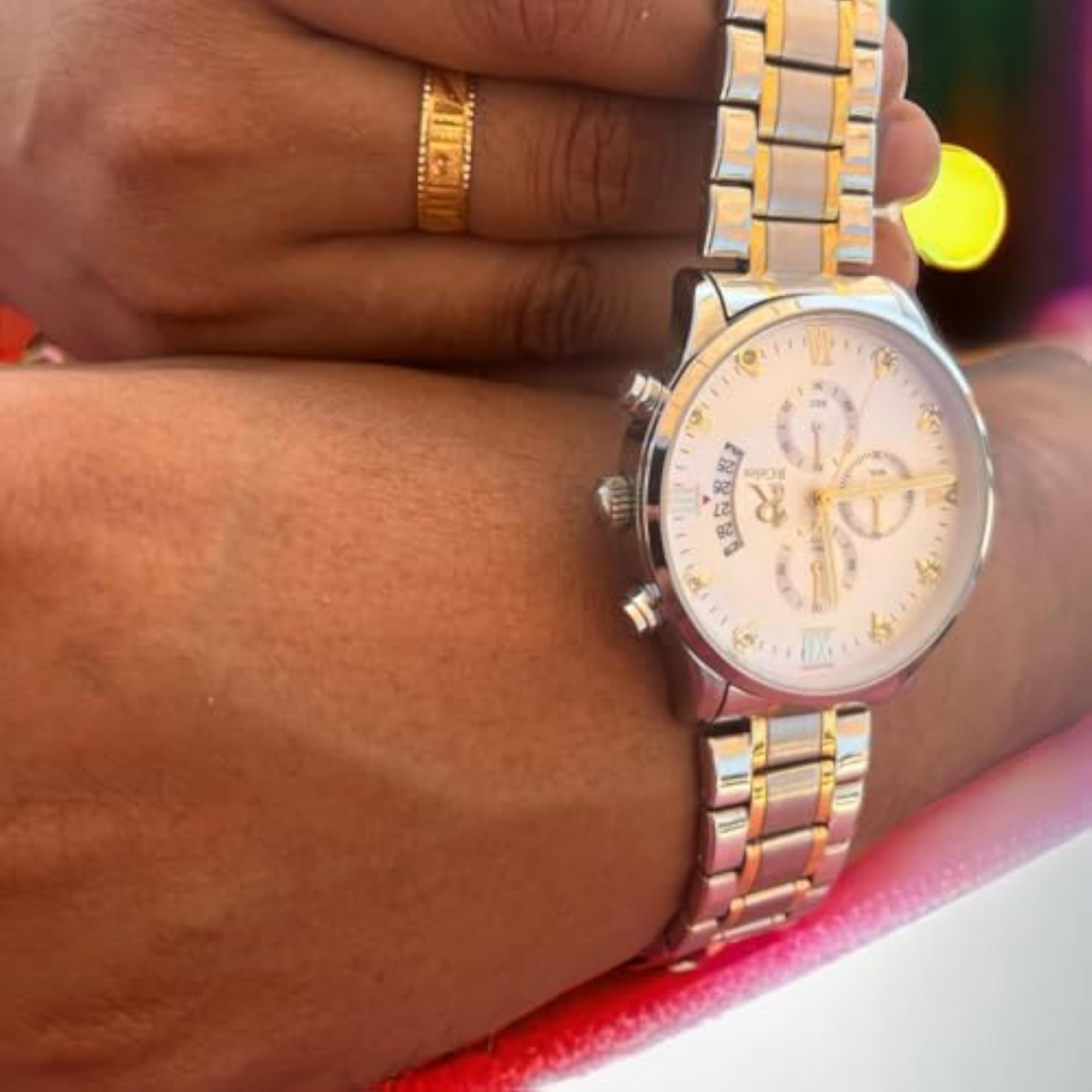 Chronograph Watch for Men & Women, Silver Diamond Luxury