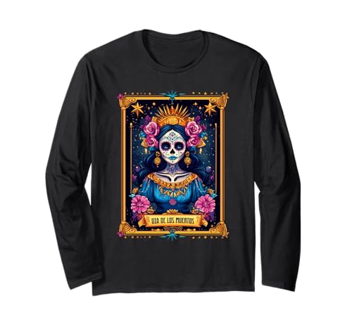 Tarot Card Dia De Los Muertos Woman La Catrina Day Of Dead Long Sleeve T-Shirt
