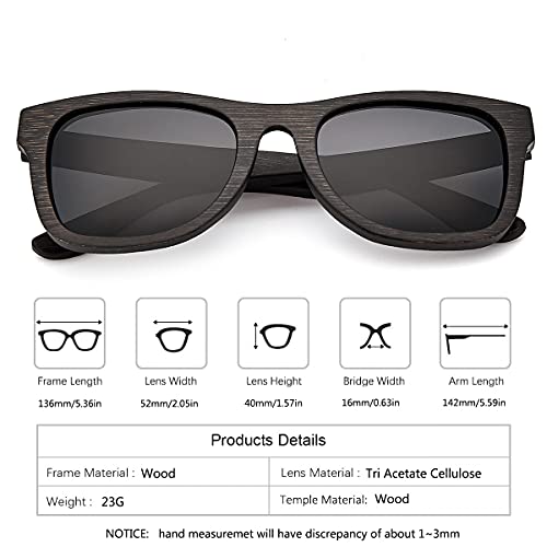 Wood Sunglasses Polarized for Men and Women, Bamboo Wooden Frame 100% UV400 Protection2