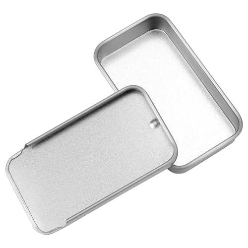 Image of SHEUTSAN 60 PCS Metal Slide Top Tin Containers, 2.36 x 1.33 x 0.43 Inch Metal Rectangular Sliding Lid Tin Boxes, Small Top Box for Candles Jewelry Crafts