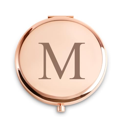 QUSTGO Personalised Gift for Women Girls Her Custom Gifts for Adult Teen Monogram Alphabet Initial Compact Mirror for Birthday Graduation Mothers Day Basket Fillers