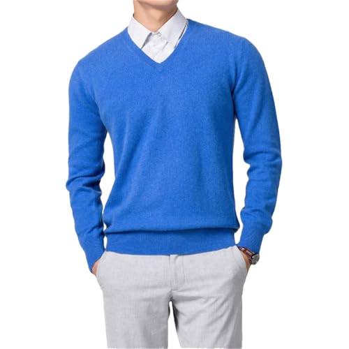 Dcvmvmn Men's Sweaters V-Neck Pullovers Cashmere Knitting Spring Sweaters Wool Knitwear Jumpers Lakeblue