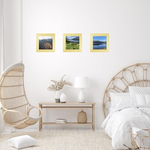 Image of JCJMY 4x4 Picture Frame Gold for Wall Hanging or Tabletop, Wall Mounting Horizontally or Vertically, 4 x 4 Wall Gallery Poster Photo Frame with Shatter Resistant Plexiglass, Gold