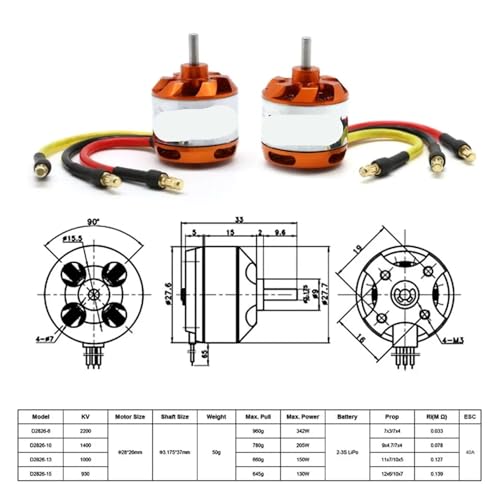 Moteur sans balais D2826 KV1000 pour aéromodélisme et drones RC - 4