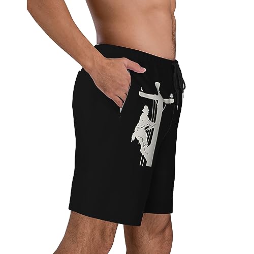 Gift for Lineman Mens Swim Trunks Quick Dry Swim Shorts Swimwear Bathing Suits with Pockets2