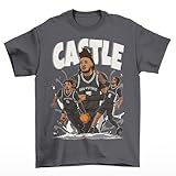 Stephon Castle Cartoon Style San Antonio Basketball T-Shirt (US, Alpha, XX-Large, Regular, Regular, Charcoal Grey)