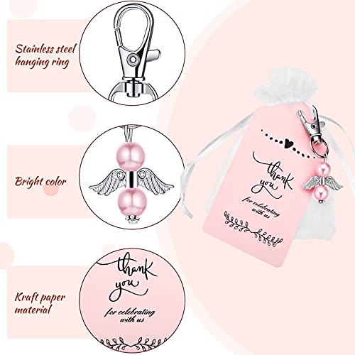 60 Pieces Angel Keychains Set Baby Shower Favors for Boy Girls Wedding Party Favors for Guests 60 Pieces White Organza… - Image 3