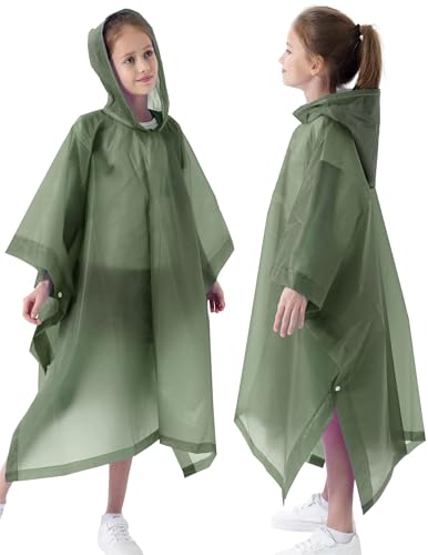 Image of Rain Poncho for Kids(2 Pack) Waterproof Reusable EVA Raincoat One Size Rain Jackets for Children,Boys and Girls
