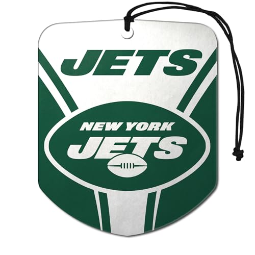 FANMATS 61580 NFL New York Jets Hanging Car Air Freshener, 2 Pack, Black Ice Scent, Odor Eliminator, Shield Design with Team Logo