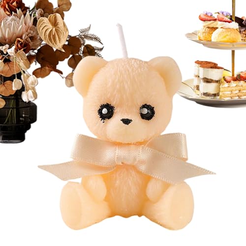 Genérico Vela de de Soja - Favores Decorativos para de Ducha de Oso de 2,44 Pulgadas | Vela perfumada de champán Ligero y azahar para mesita de Noche, Escritorio y decoración del hogar | Regalo na