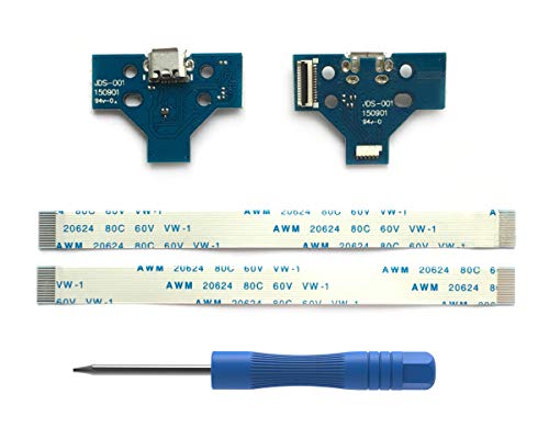 2 szt. JDS-001 Gniazdo ładowania Micro USB do kontrolera PS4, ładowarka portów USB gniazdo adaptera modułowego, Flex Cable, śrubokręt do Playstation DualShock kontroler