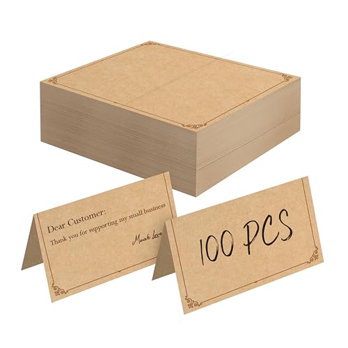 100 Tarjetas de lugar Kraft, pequeñas tarjetas de tienda en blanco, delicadas tarjetas de asientos, diseño simple de tarjetas de nombre, tarjetas de acompañamiento para bodas, mesas, recepciones