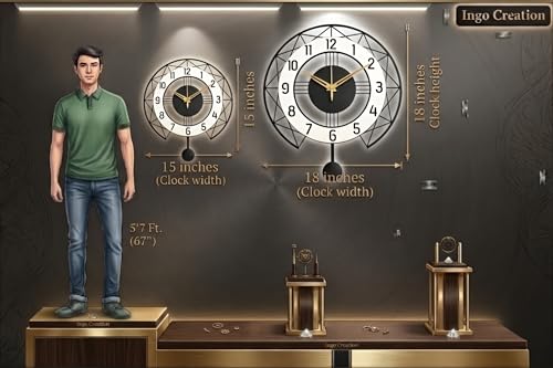 Image of Wall Clock for Living Room Stylish | Sweep and Silent Machine | Metal Wall Watch for Office, Bedroom, Hall | Big Size Morden Wall Decor for Home (15 Inch Matt Black)