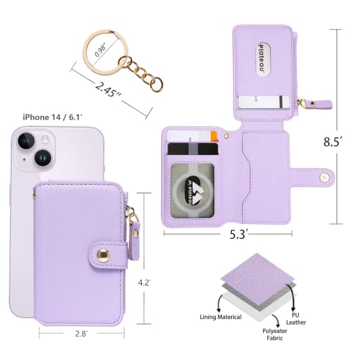 Image of M-Plateau RFID Blocking Slim Keychain Wallet for Women | Mini Card Holder with ID Window, Zipper Pocket, 6 Card Slots, Compact for Cash & Cards
