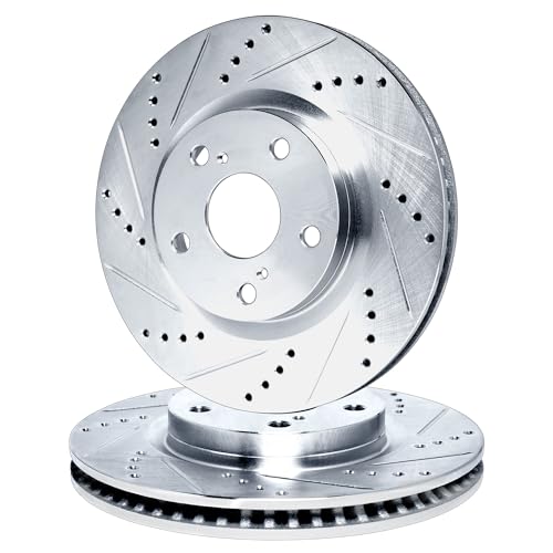 R1 Concepts Front Brake Rotors For 2013-2016 Scion FR-S, 2004-2006 Subaru Baja, 2013-2024 Subaru BRZ| Drilled Slotted Disc Brake Rotors| Brakes and Rotors Brakes and Rotors