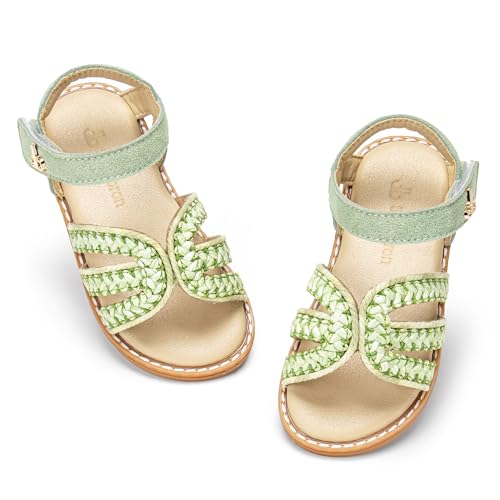 Image of Girls Gladiator Sandals with Adjustable Buckle Comfy Ankle Strappy Flat Shoes
