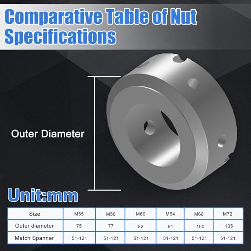 Image of Adjustable C Spanner Hook Wrench Tool Round Head, 2-4 3 /4 Inch (51-121mm) Capacity, Heavy Duty Pin Spanner Nut Wrench Tool for Hydraulic Cylinder, Coilover Suspension and Bearings, CR-V