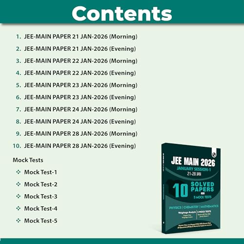 Image of (Old Edition) PW JEE Main 2026 January Session-1 (21-28 Jan) 10 Solved Papers with 5 Mock Tests | Original PYQ Papers of All shifts | Chapter-wise Weightage Analysis for Physics, Chemistry & Maths