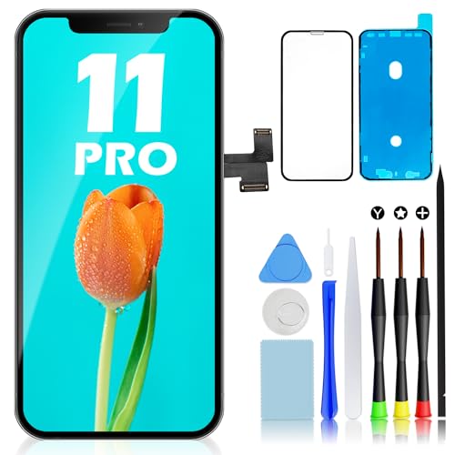 guleek for iPhone 11 Pro Screen Replacement, 5.8 Inch LCD Full HD Display Touch Screen 11 Pro Digitizer Full Assembly with Tool Kits, Waterproof Adhesive and Tempered Glass