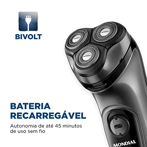 Barbeador Elétrico Power Shave, Mondial, Preto/Prata, 5W, Bivolt - BE-02