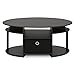 Furinno Jaya Simple Design Oval Coffee Table with Bin for Living Room, Walnut