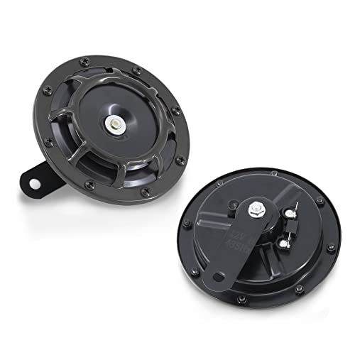 JoaSinc Klaxon Voiture 12V 125db Car Horn Corne de Voiture Kit Super Fort Haute et Basse Twin Horn kit pour Autos Voitures Camions SUVs VRs Vans Motos Hors route Bateaux Cover