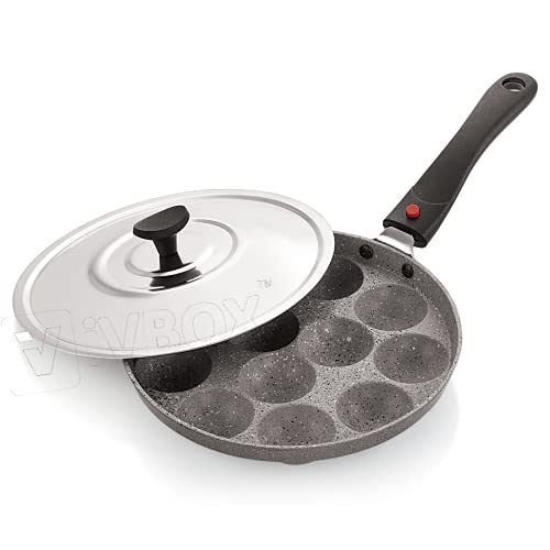 Image of ivbox Max-Eco Appa Patra Heavy-Base Non Stick 12-Cavity Appam Maker Pan (Grey)