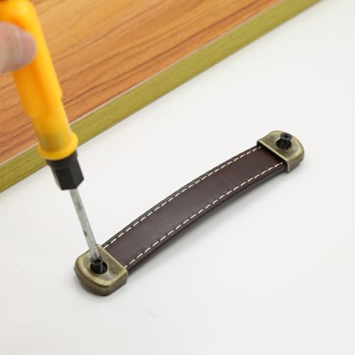 Image of 2PCS Wine Box Wooden Box Handle Strong Load-Bearing Capacity Retro Antique Cabinet Door Drawer Exposed Simple Furniture Leather Handle