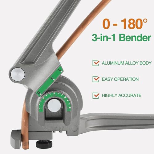 Dobladora manual de tubos 3 en 1 para curvas de 180 grados en cobre y aluminio de 1/4 a 1/2 pulgada 4