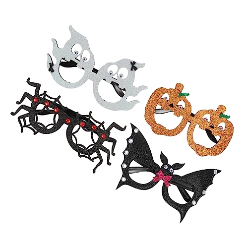 Garneck 4pcs Creative Ghost Bat Pumpkin Spider Glasses Child Halloween Decorative Glasses
