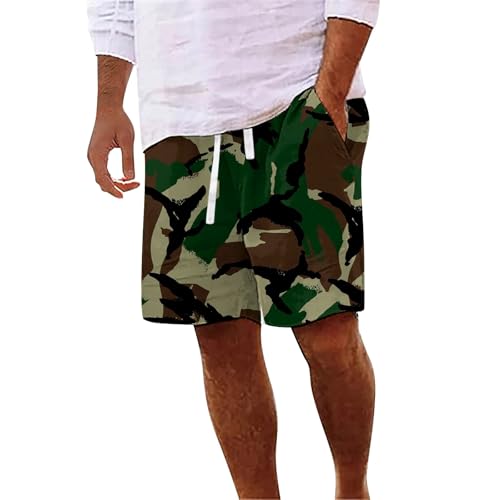 Pantalones cortos casuales y modernos de malla de secado rápido con bolsillo y cordón para hombre, cintura elástica, verde, XL