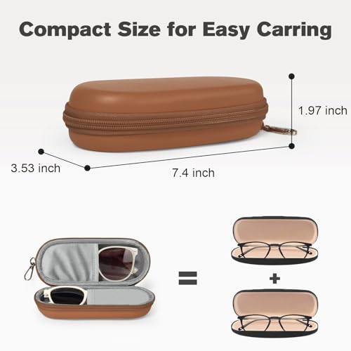 Image of Double Eyeglasses Case, Dual Glasses Sunglasses Organizer with Zipper Closure, Eyewear Storage Box for Men Women Travel