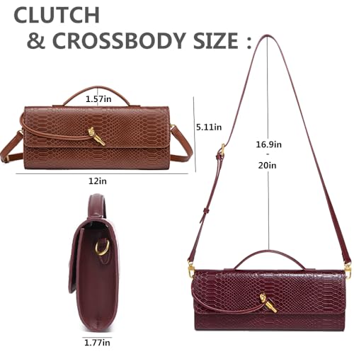 Geelyda Clutch Purse with Removable Strap Crocodile Embossed PU Leather Evening Bag Crossbody Underarm Shoulder Bag3