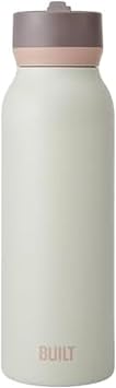 Built 40 oz Stainless Steel Water Bottle with Straw Lid - Double Wall Vacuum Insulated, Keeps Drinks Cold 8 Hours or Hot 4 Hours, Leak Proof, Fits Cup Holder, Chalk