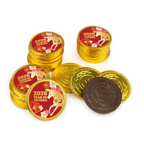 168ct Chinese New Year Candy Chocolate Coins Party Favors (168 Pack) - 2026 - Year of the Horse