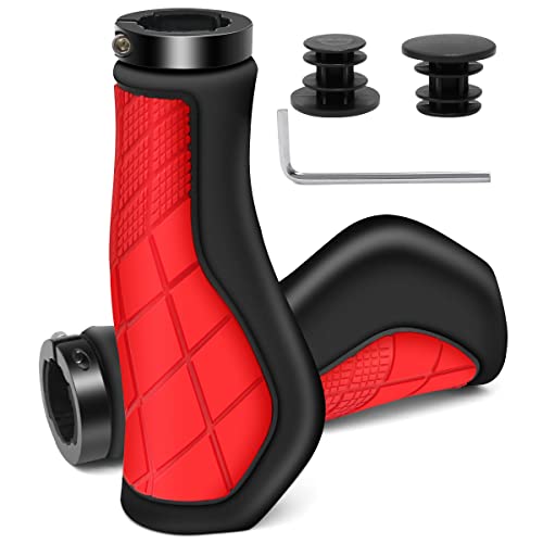 REETEE Bike Handlebar Grips Non-Slip Rubber Bicycles Grips with Aluminum Lock
